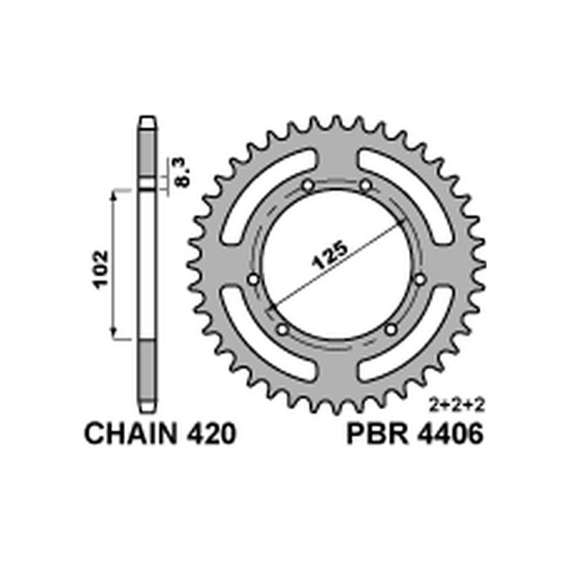 Zębatka tylna PBR 4406 53 F Derbi Senda 50R/SM 00-12 (Łańc. 420) (JTR1132.53)