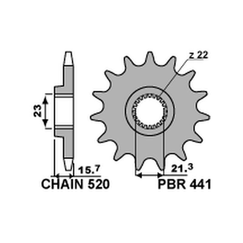 PBR ZĘBATKA PRZEDNIA 441 14 YAMAHA XT 600 '89-'98, XTZ 660 '91-'98 (JTF577.14) (ŁAŃC. 520) (44114JT)