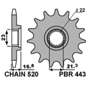 PBR WYPRZEDAŻ ZĘBATKA PRZEDNIA 443 16 YAMAHA XJ 600 DIVERSION '92-'03 (JTF582.16)