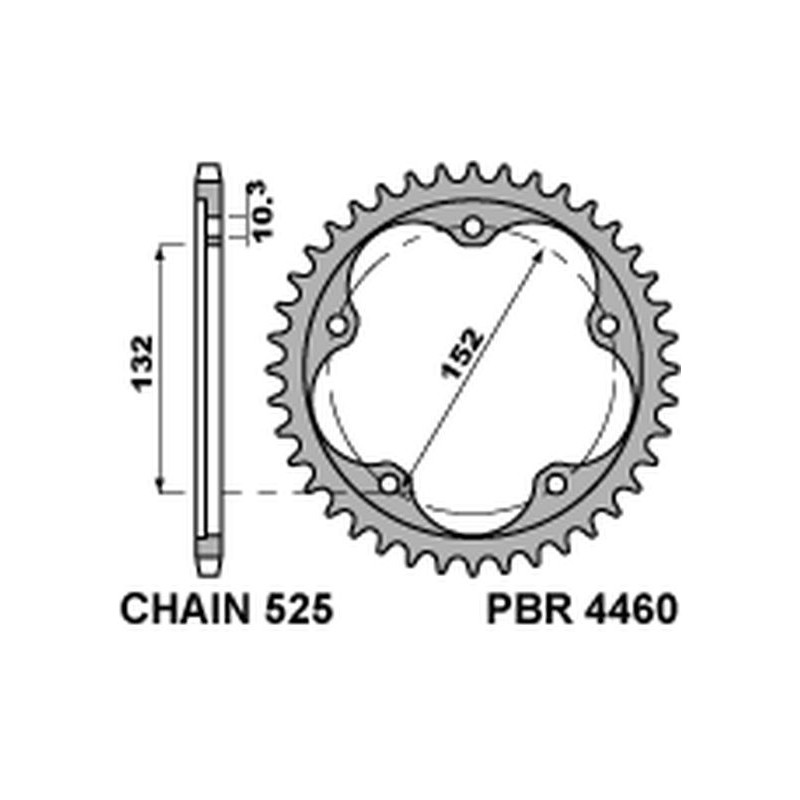 PBR ZĘBATKA TYLNA 4460 43 ( STAL HARTOWANA ) MV AUGUSTA 800/910/920/989/990/1000 04-16 (ŁAŃCUCH 525)