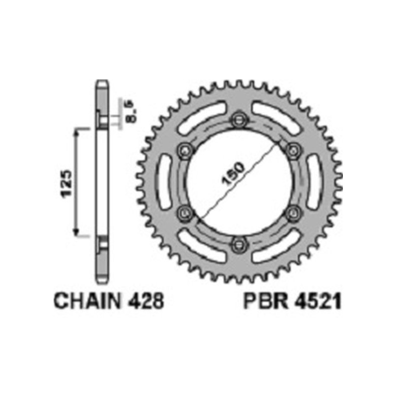 PBR WYPRZEDAZ ZĘBATKA TYLNA 4521 45 F HONDA CG 125 ES (04-06) (ŁAŃC. 428)