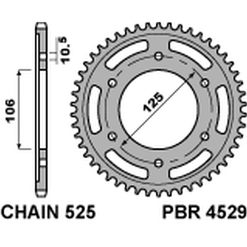 Zębatka tylna PBR 4529 48 C45 do Triumph 675 Daytona/ Street Triple '06-'20