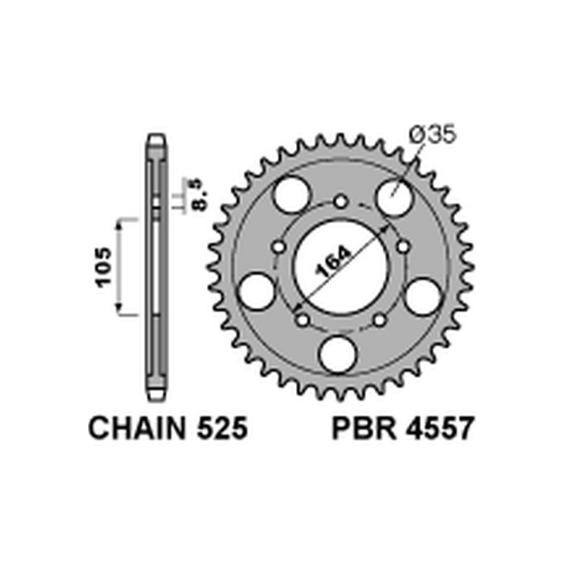 PBR WYPRZEDAŻ ZĘBATKA TYLNA 4557 49 C45 GILERA GP 800 '09-'13, APRILIA SRV850 '12 (+2) (ŁAŃC. 525) (JTR-BRAK)