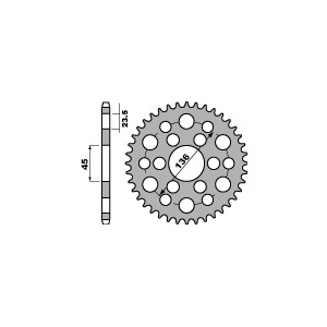 Zębatka tylna PBR 4569 45 C45 YAMAHA 250 TRICKER 06-08, XG 250 TRICKER (ŁAŃC. 428) (JTR-BRAK)