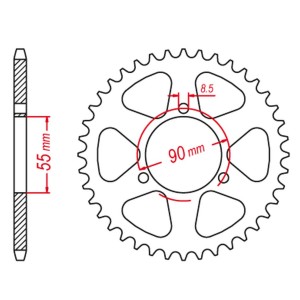 GROSSKOPF WYPRZEDAŻ ZĘBATKA TYLNA ALUMINIOWA KOLOR CZARNY 457 51 RIEJU 50 RS2 MATRIX/PRO '03-10' NAKED '04-09 (JTR1077.47)