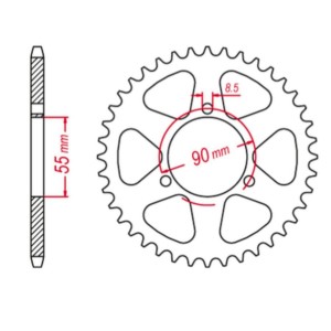 GROSSKOPF WYPRZEDAŻ ZĘBATKA TYLNA ALUMINIOWA KOLOR CZARNY 467 54 RIEJU 50 RS2 MATRIX/PRO '03-10' NAKED '04-09 (JTR1077.54)