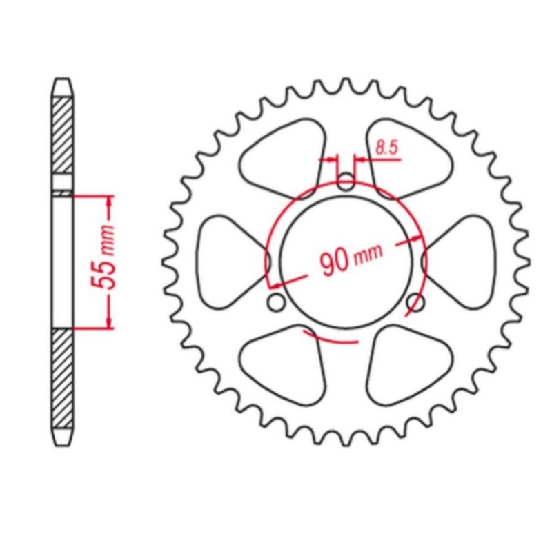 GROSSKOPF WYPRZEDAŻ ZĘBATKA TYLNA ALUMINIOWA KOLOR CZARNY 467 54 RIEJU 50 RS2 MATRIX/PRO '03-10' NAKED '04-09 (JTR1077.54)