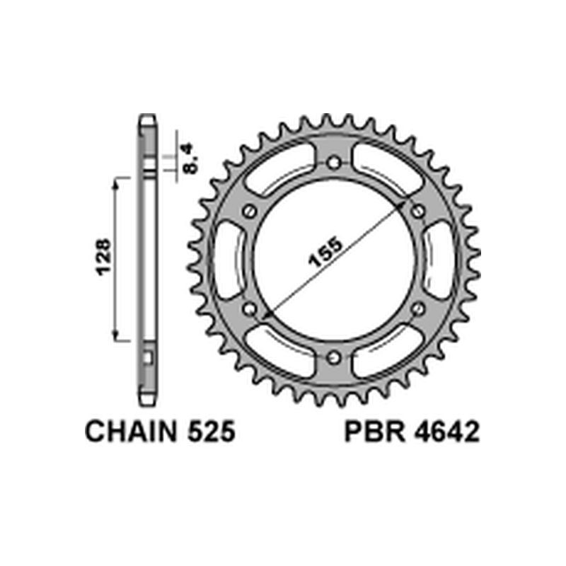 PBR ZĘBATKA TYLNA 4642 38 C45 KTM 1290 SUPERDUKE (13-'20) (ŁAŃC. 525) (JTR893.38) (STAL HARTOWANA)