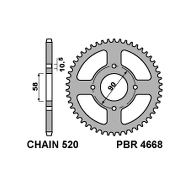Zębatka tylna PBR 4668 45 C45 KTM 125 DUKE 11-13 (JTR273.45)