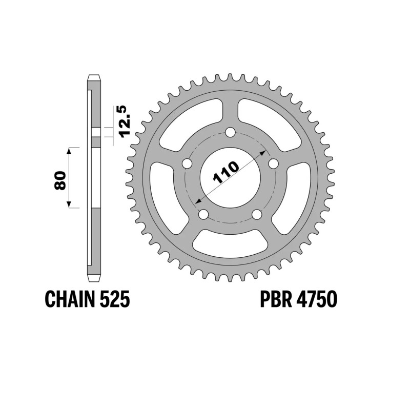 PBR ZĘBATKA TYLNA 4750 42 HONDA CRF 1000 / 1100 L AFRICA TWIN / ADVENTURE SPORT '16-'23 (475042JTZBK) (ŁAŃC. 525) KOLOR CZARNY