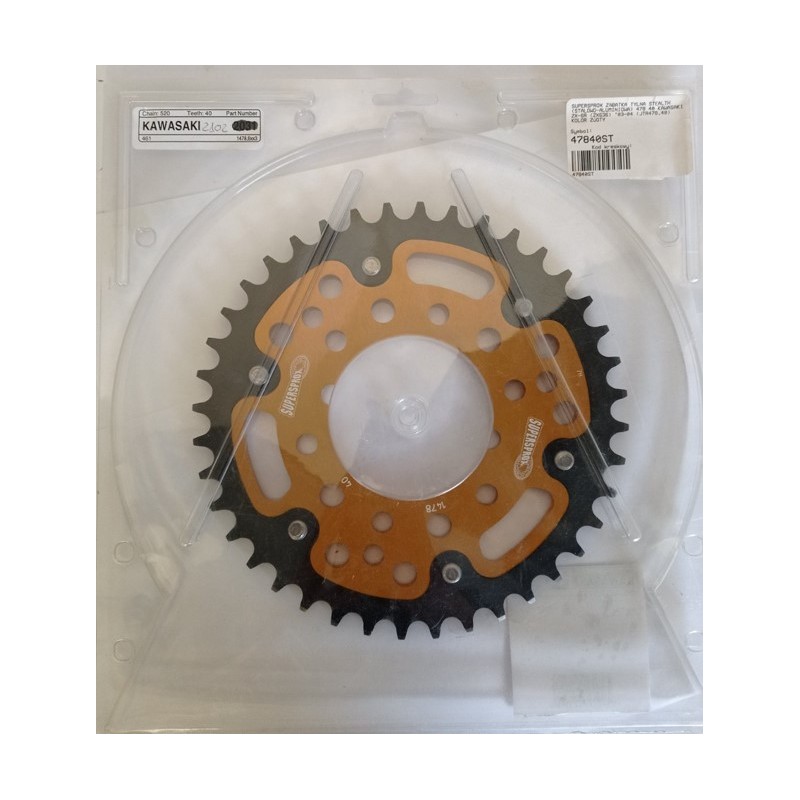 SUPERSPROX WYPRZEDAŻ ZĘBATKA TYLNA STEALTH (STALOWO-ALUMINIOWA) 478 40 KAWASAKI ZX-6R (ZX636) '03-04 (JTR478.40) KOLOR ZŁOTY