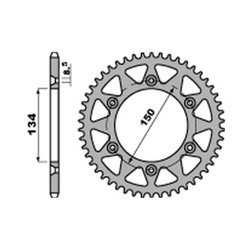 PBR ZĘBATKA TYLNA ALUMINIOWA (ERGAL) 489 47 C45 KAWASAKI KX/ KXF (ŁAŃC. 520)