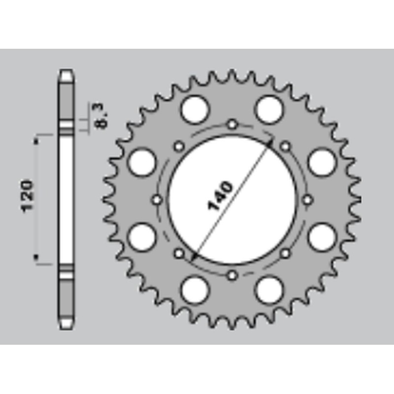 Wyprzedaż Zębatka Tylna 491 38 Kawasaki KLE 250 '93-'01, KLE 500 '91-'07, KLR 650 '87-'17, W 800 '18-'22