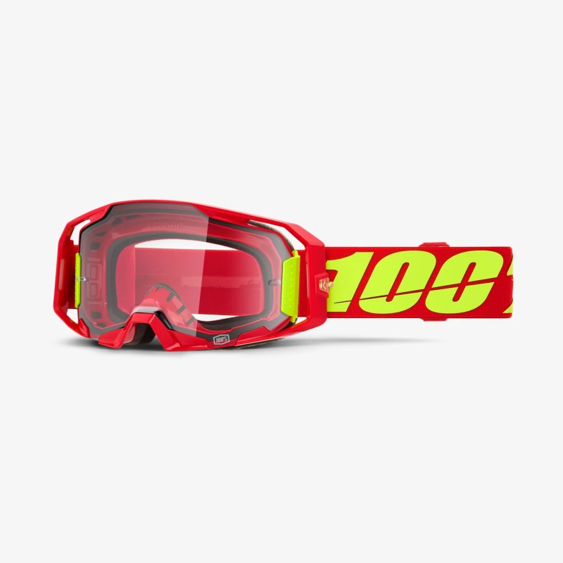 100 PROCENT GOGLE ARMATIC RED - CLEAR LENS - KOLOR CZERWONY/ŻÓŁTY FLUO SZYBA PRZEŹROCZYSTA