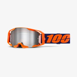 100 PROCENT GOGLE ARMATIC NEON ORANGE - MIRROR SILVER FLASH LENS - KOLOR POMARAŃCZOWY/FIOLETOWY SZYBA SREBRNE LUSTRO