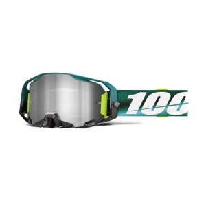 100 PROCENT GOGLE ARMATIC POLARITY - MIRROR SILVER LENS - KOLOR ZIELONY/BIAŁY SZYBA PSREBRNE LUSTRO