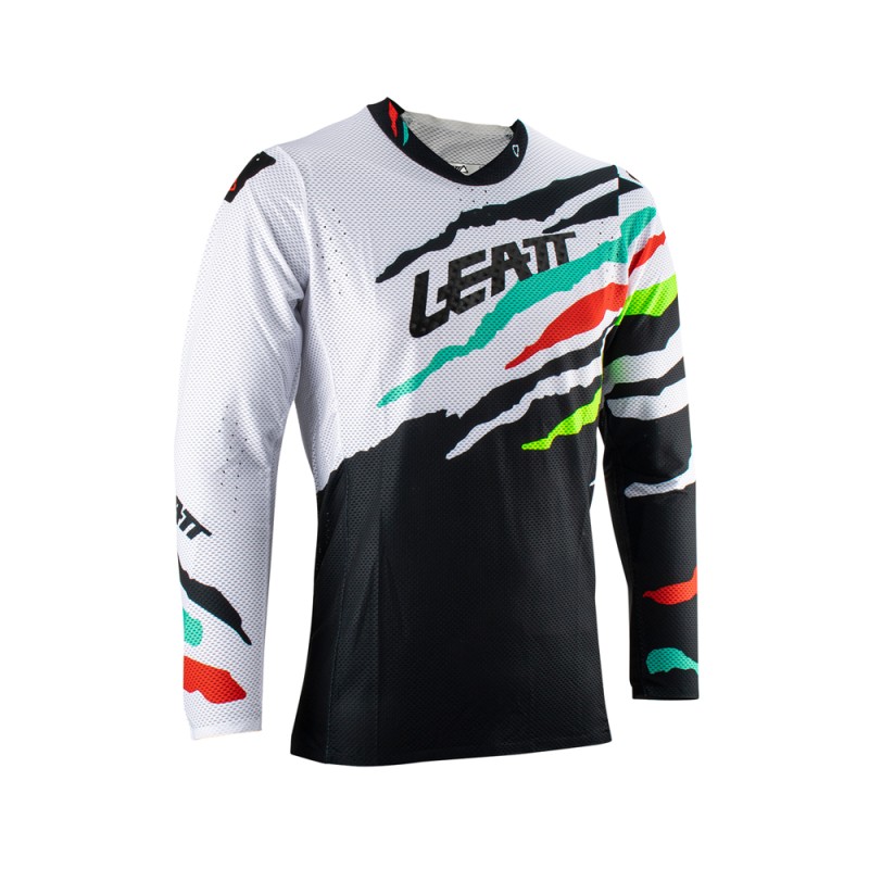 LEATT Koszulka Moto 5.5 Ultraweld Jersey Tiger Biały/Czarny/Zielony/Czerwony S