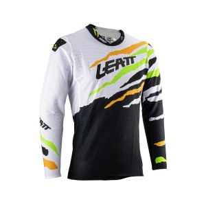 LEATT Koszulka Moto 5.5 Ultraweld Jersey Citrus Tiger Biały/Czarny/Pomarańczowy/Zielony Fluo Rozmiar M