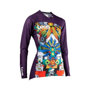 LEATT Koszulka Rowerowa Damska MTB Gravity 4.0 Jersey Area 51 Fioletowa Rozmiar XS