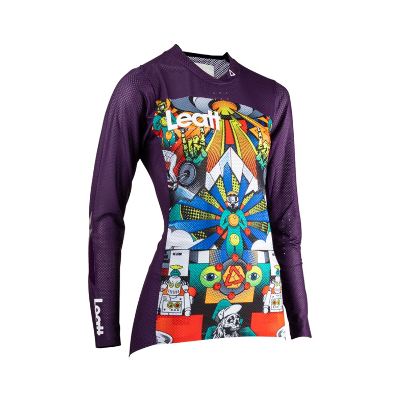 LEATT Koszulka Rowerowa Damska MTB Gravity 4.0 Jersey Area 51 Fioletowa Rozmiar XS