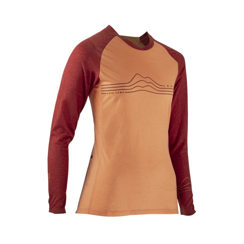 LEATT Koszulka Rowerowa Damska MTB AllMtn 3.0 Jersey Peach Kolor Pomarańczowy/Bordowy Rozmiar L