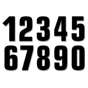 Numer startowy proste 13cm x 7cm czarny nr8 (3szt.)