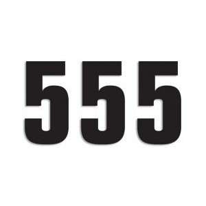 Numer startowy 16cm x 7,5cm czarny nr5 (3 szt.)