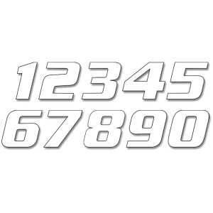 Numer startowy biały nr4 25cm x 20cm ukośne - 3 sztuki