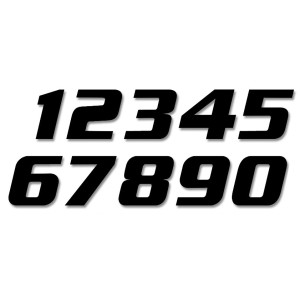 Numerki startowe ukośne 25cm x 20cm czarne nr2 - 3 sztuki