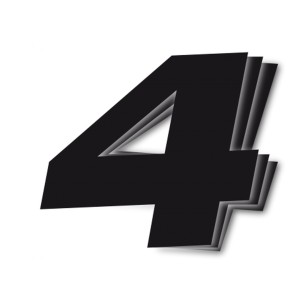 Numer startowy ukośny czarny nr4 25cm x 20cm (3 szt.)