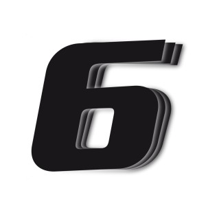 Numerki startowe 25x20 cm ukośne czarne nr6 (3 szt.)