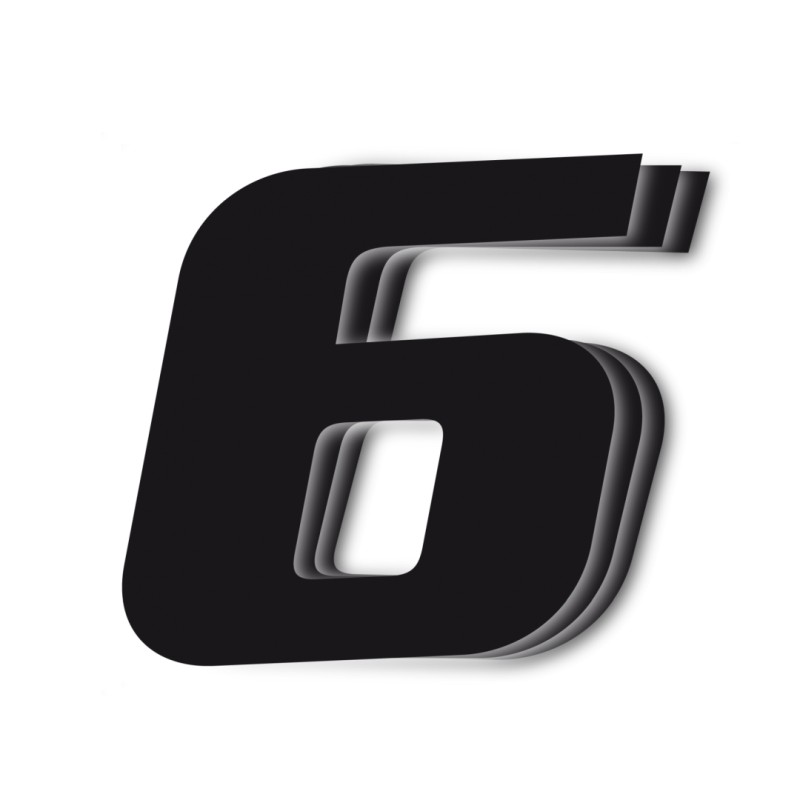 Numerki startowe 25x20 cm ukośne czarne nr6 (3 szt.)