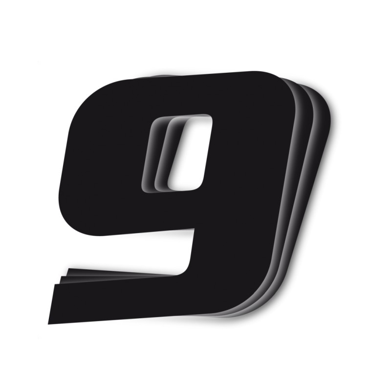 Numer startowy ukośny czarny nr9 - 25cm x 20cm (3 szt.)