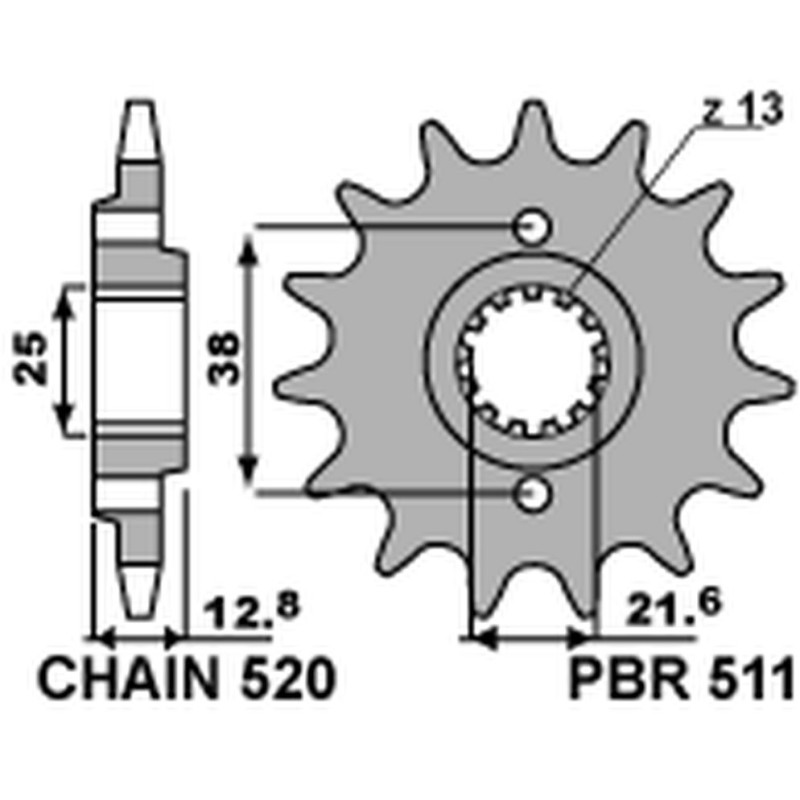 PBR WYPRZEDAZ ZĘBATKA PRZEDNIA 511 15 18NC KAWASAKI KLR 650 '90-'17 (JTF511.15) (ŁAŃC. 520) (STD.)