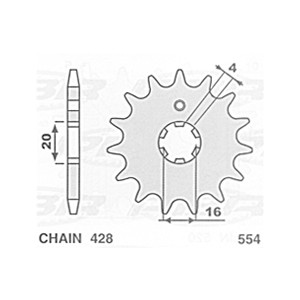 Zębatka przednia 554 12 Yamaha DT80LC '84-'94 - Wyprzedaż