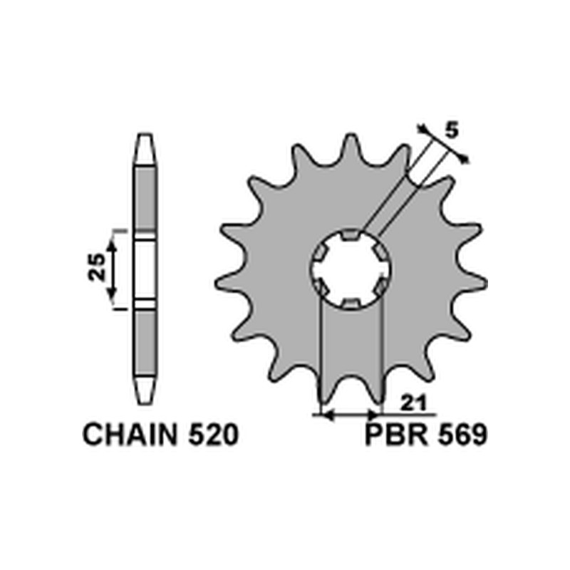 PBR WYPRZEDAZ ZĘBATKA PRZEDNIA 569 15 KAWASAKI KX 250 '87-'98, YAMAHA YZ 250 '77-'98 (JTF569.15) (ŁAŃC. 520) (56915JT)