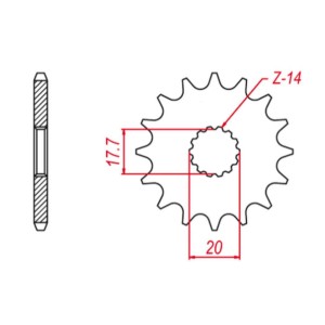 GROSSKOPF WYPRZEDAŻ ZĘBATKA PRZEDNIA 577 15 YAMAHA YZ 85 '02-'21 (+1) DT 125R/X '90-'06 (-1), TZR 125 '93-99 (-1)