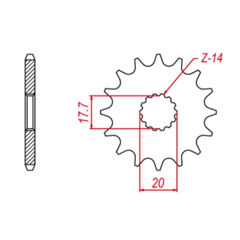 GROSSKOPF WYPRZEDAŻ ZĘBATKA PRZEDNIA 577 15 YAMAHA YZ 85 '02-'21 (+1) DT 125R/X '90-'06 (-1), TZR 125 '93-99 (-1)