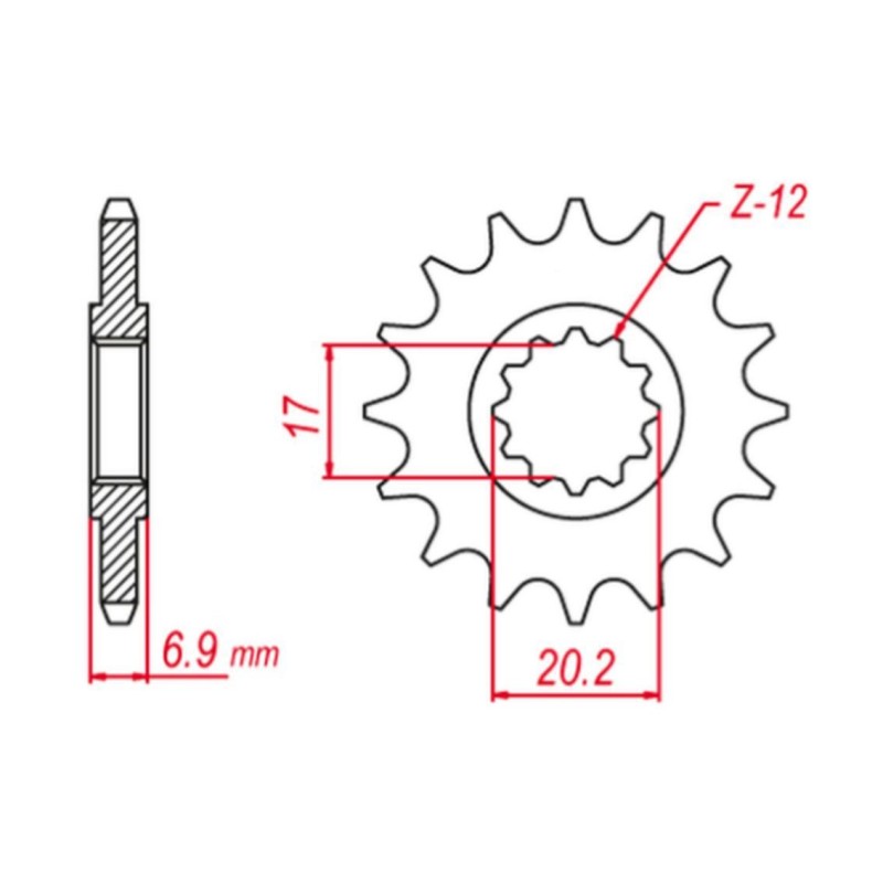 GROSSKOPF WYPRZEDAŻ ZĘBATKA PRZEDNIA 600M14 APRILIA, BETA, MBK, PEUGEOT, RIEJU, YAMAHA (SILNIK AM6) (JTF1120.14)