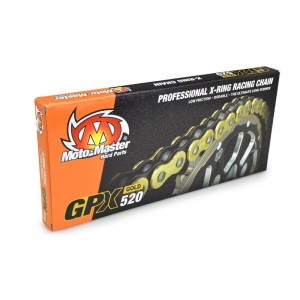MOTO-MASTER Łańcuch Napędowy GPX-520G Professional Motocross / Enduro Racing X-Ring Chain Złoty 120 Ogniwek