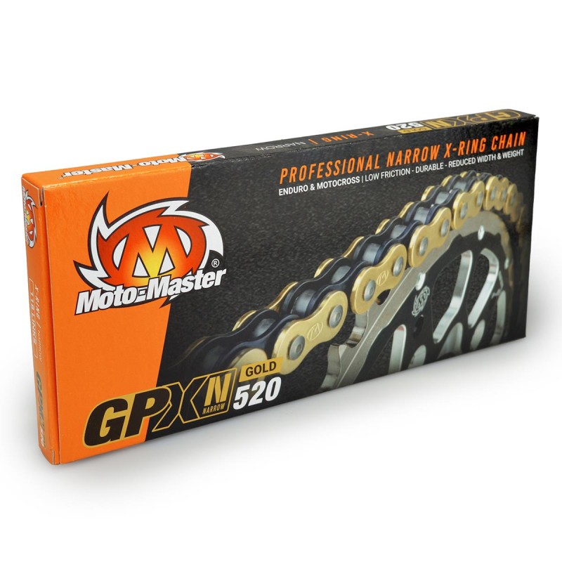 Łańcuch napędowy MOTO-MASTER GPXN-520G Professional Narrow X-Ring Motocross/Enduro Racing - złoto/czarny