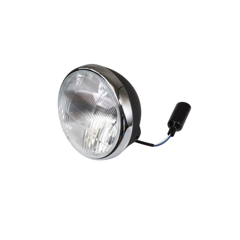 EMGO 2025/02 REFLEKTOR / LAMPA UNIWERSALNA KOMPLETNA CZARNA Z CHROMOWANYM PIERŚCIENIEM