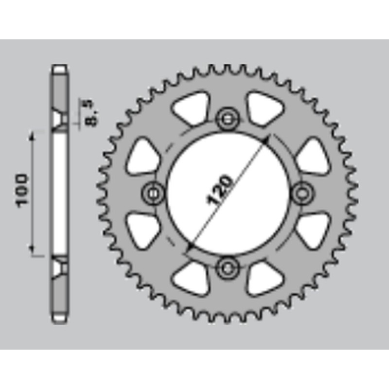 Zębatka tylna aluminiowa do Suzuki RM 80 '83-'01, RM 85 '02-'20, Yamaha YZ 80 '93-'01, YZ 85