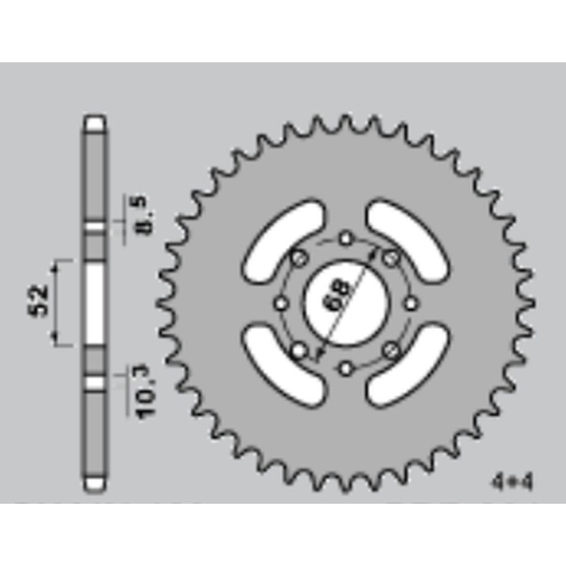 GROSSKOPF WYPRZEDAŻ ZĘBATKA PRZEDNIA 801 12 TM 125 EN '00-'05, TM 125 MX '00-'04, TM 80 '93-'00 (-1)