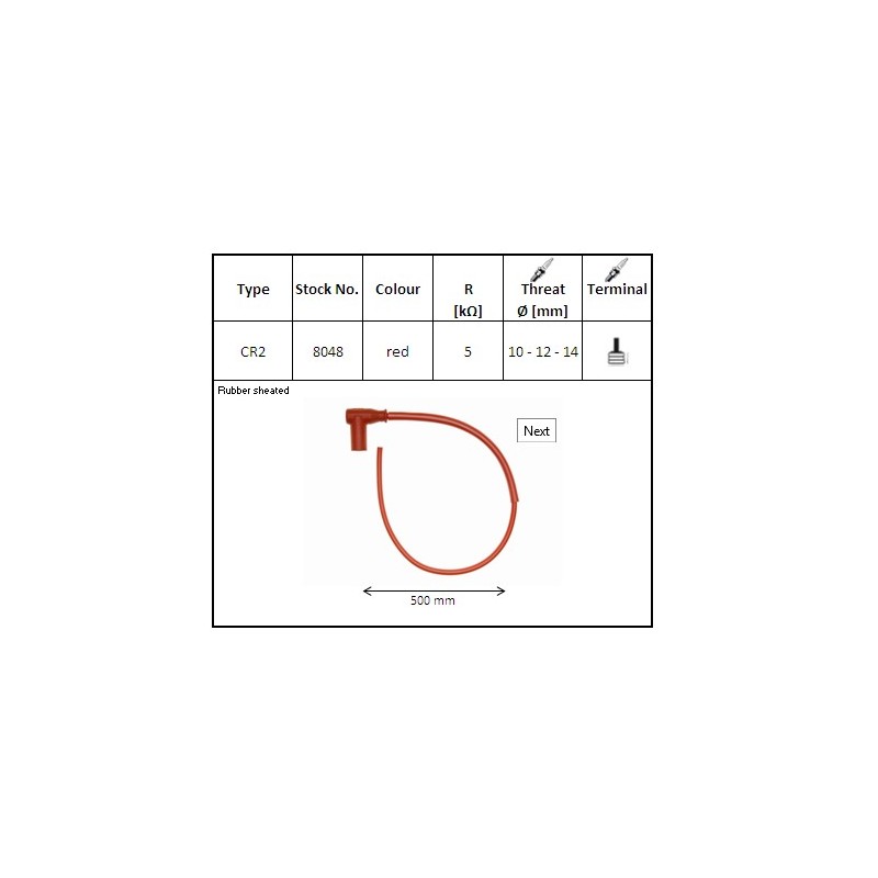 NGK Fajka na świecę gumowa kątowa (90) przewód 50 cm kolor czerwony