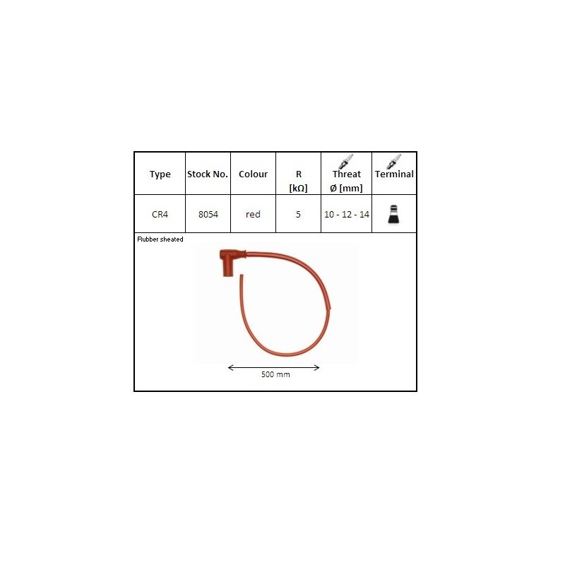 NGK Fajka na świecę gumowa kątowa (90) przewód 50 cmm kolor czerwony z nakrętką (nr 8054) wodoodporna