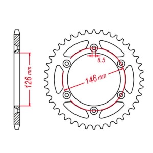 GROSSKOPF WYPRZEDAŻ ZĘBATKA TYLNA ALUMINIOWA KOLOR CZARNY 808 47 SUZUKI DRZ 400 '00-'24, RM 125/250, RMZ 250/450 (JTR808.47)
