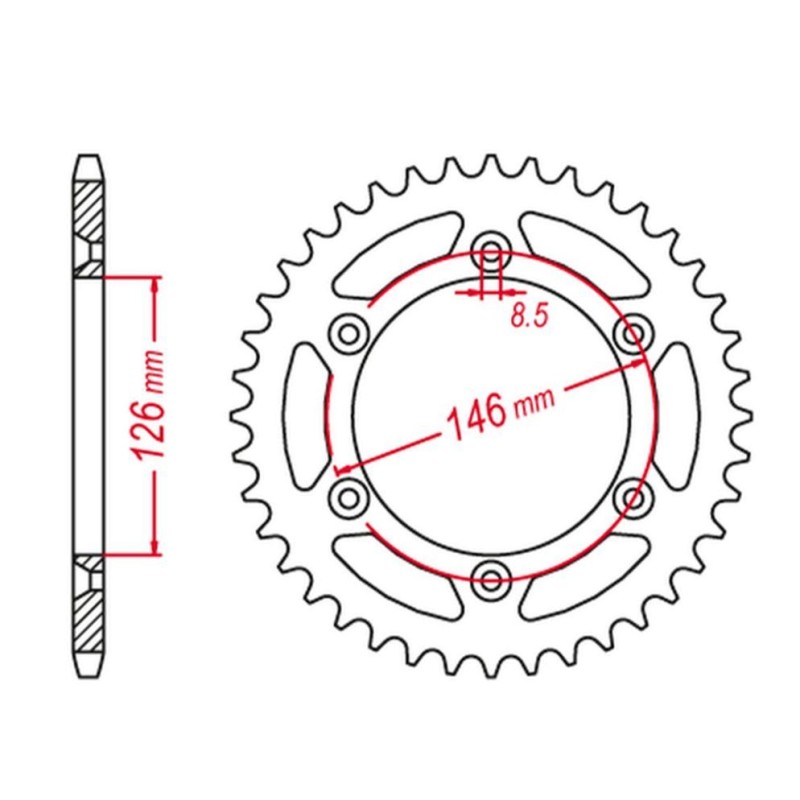 GROSSKOPF WYPRZEDAŻ ZĘBATKA TYLNA ALUMINIOWA KOLOR CZARNY 808 47 SUZUKI DRZ 400 '00-'24, RM 125/250, RMZ 250/450 (JTR808.47)