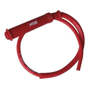 NGK Fajka na Świecę Gumowa Prosta Przewód 50 cm Kolor Czerwony z Nakrętką
