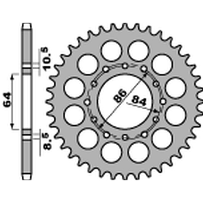 PBR WYPRZEDAZ ZĘBATKA TYLNA 814 40 C45 SUZUKI GT 380 '73-'78, GT 550 '74-'77, GS 400 '77-'80, JTR814.40 (ŁAŃC. 530)